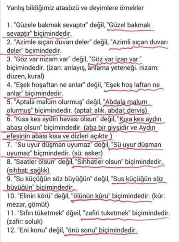 HergunYeniBilg's tweet photo. Yanlış bildiğimiz atasözü ve deyimler http://t.co/kFq6GBn9wV