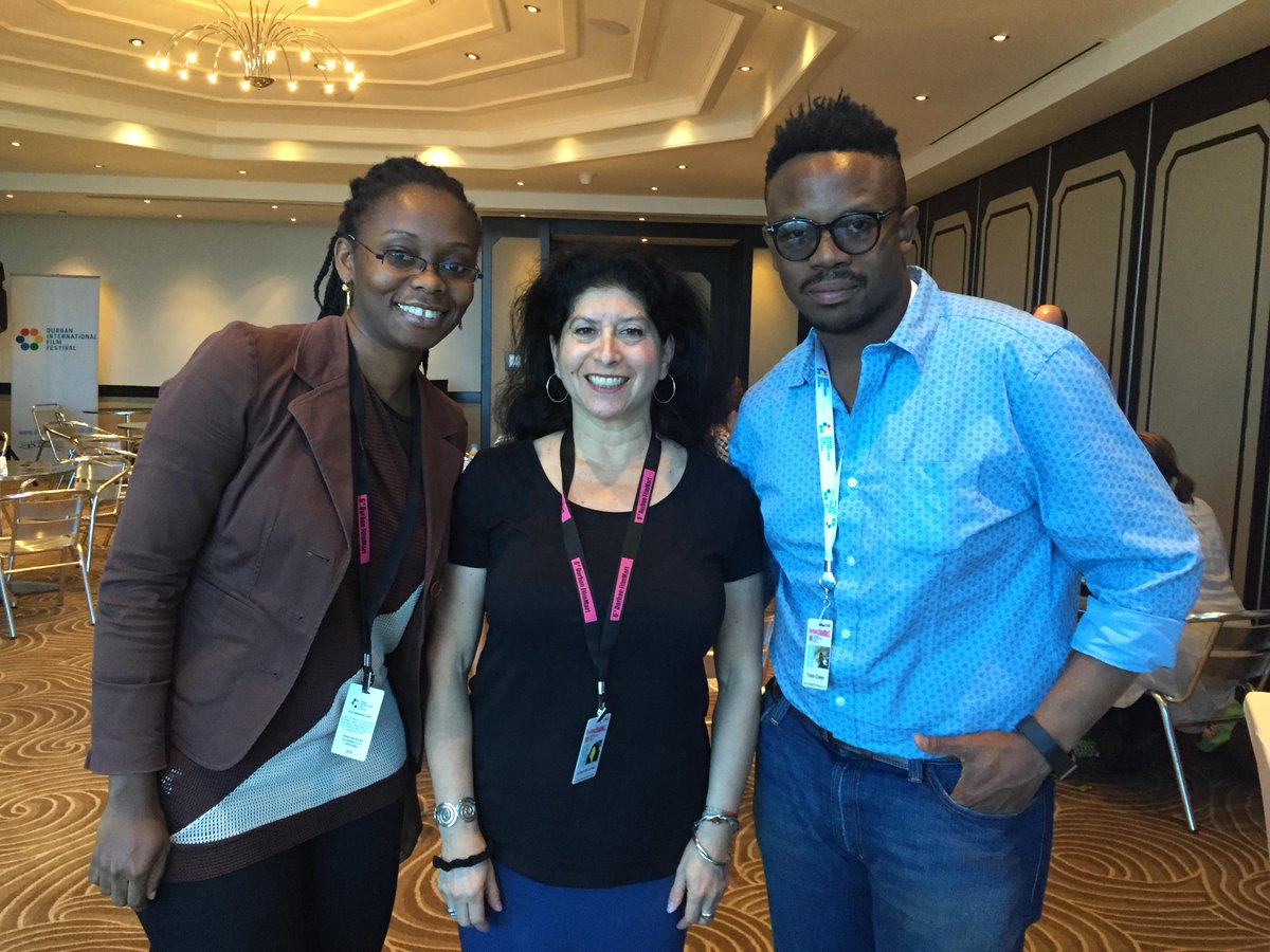 It's hectic at the #DurbanFilmMart.Still have time 4 a pic w/ UK producer Alexandra Stone and my coproducer Tosin