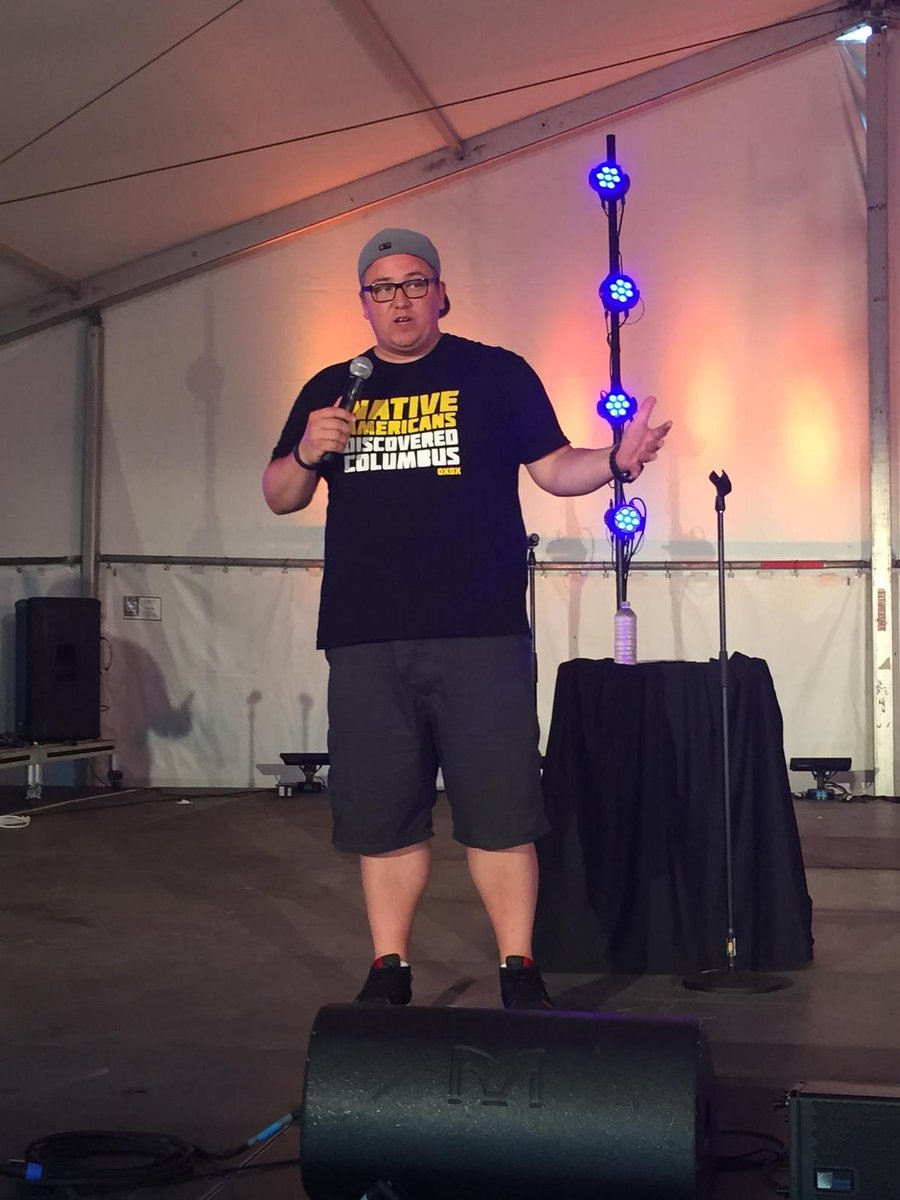 YLanternProd's tweet image. Ryan McMahon cracking us up at the Aboriginal Pavilion! @ALP_Pavilion @RMComedy #aboriginalpavilion #nativecomedy