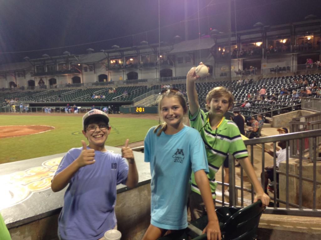 Cal Youngblood "catches" a foul ball <a href="/BiscuitBaseball/">Montgomery Biscuits</a>! #stpaulsselma