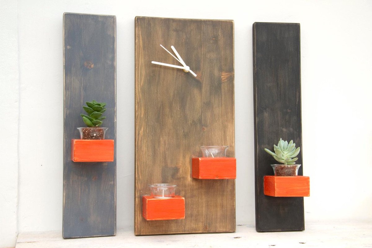 ArtGlamour's tweet image. Unique wall clock, rustic wall clock, wooden 3 piece set with … etsy.me/1JI3AIc #artglamour #RusticWallClock