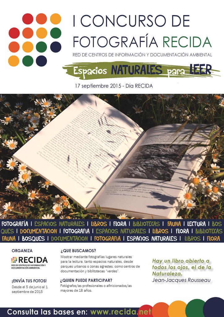 Hasta el 1SEP: foto+libro+naturaleza =  'Espacios naturales para leer' |Participa! <a href="/RECIDANET/">RECIDA</a> bit.ly/FotoRECIDA