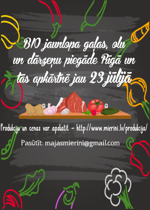 Pasūtījumus pieņemam līdz trešdienas 15:00  - majasmierini@gmail.com