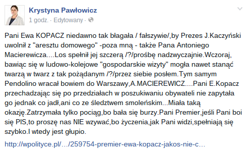 Kopacz zatrzymała pociąg czy Pawłowicz rozum?