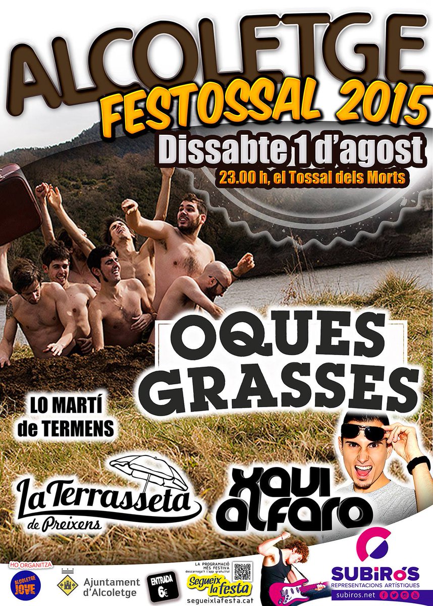 Dissabte 1 d'Agost, 2n FESTOSSAL a ALCOLETGE! Entrada 6 €! No t'ho perdis!!!
facebook.com/14176564451487…