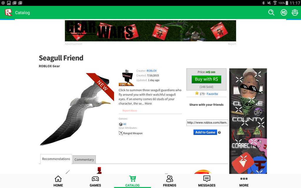 Roblox News On Twitter Sort Gear Catagory Sea Birds Name