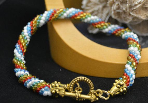 #CrochetedJewelry..#Crochet beaded #bracelet..Tubular spiral handmade beaded bracelet. buff.ly/1DmnKzM