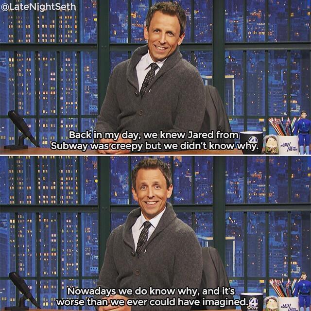 Milkaaaaaa33's tweet photo. Because we always had a feeling there was *something* going on there. #LNSM by latenightseth http://t.co/mxQwoLjXW5