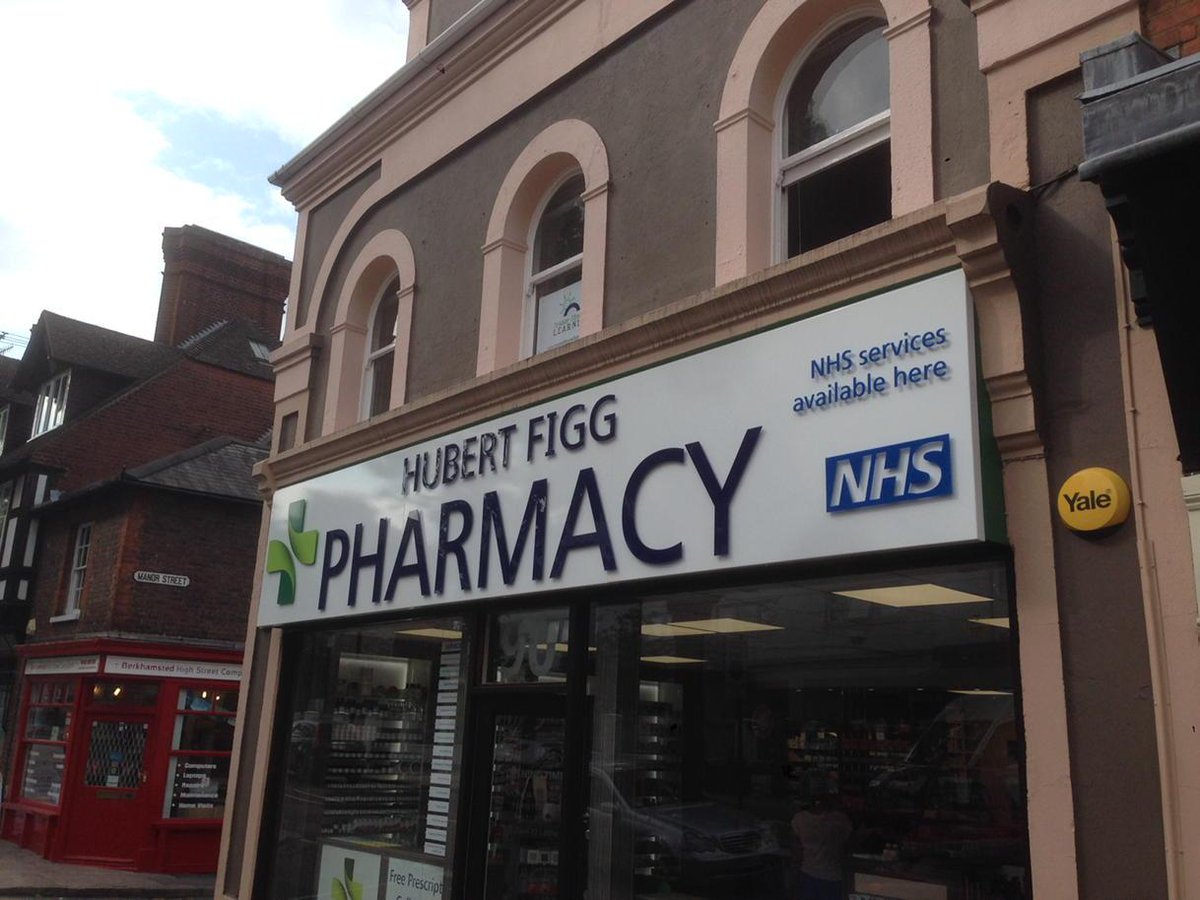 SignWizzard's tweet photo. One of our latest #signs supplied and installed for #hubertfiggpharmacy in #Berkhamsted http://t.co/JIf6PF3x5J