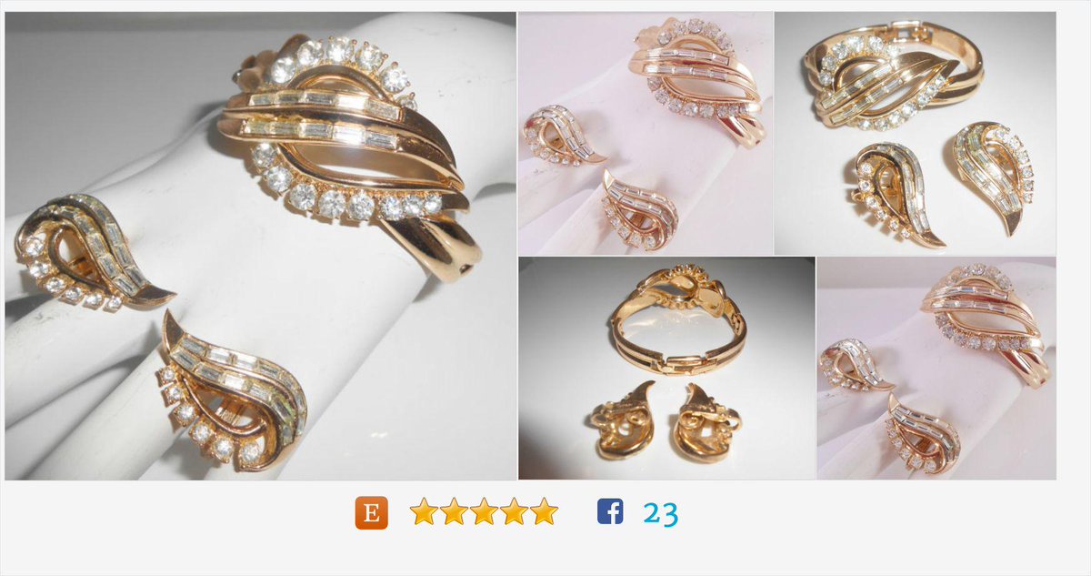 LibbysMoms's tweet photo. Trifari Bracelet & Clip Earrings #etsy #ourvintagehour #trifari #AlfredPhillipe #jewelry https://t.co/r154XvRwp2 http://t.co/6gaODHyOvi