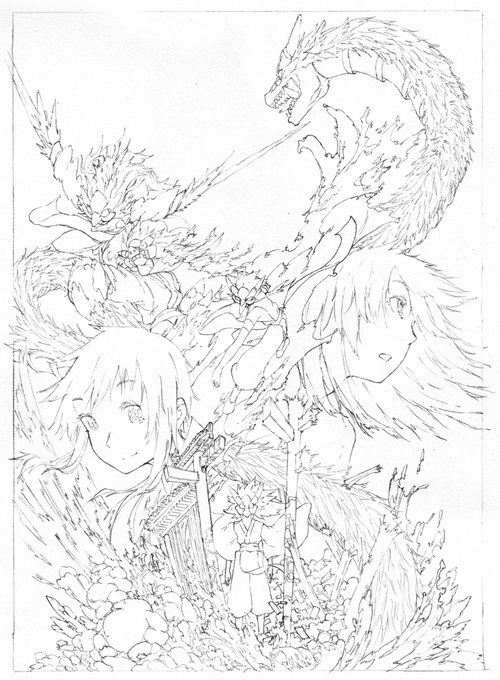 『天の国のガルダ』第三弾ポスターの線画完成しました。公開までに完成目指します。 