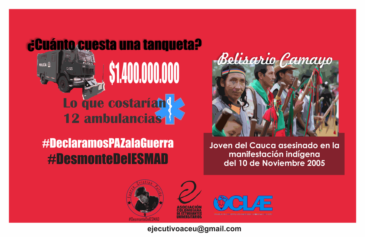 #CampañaNacionalPorElDesmonteDelESMAD|garantía para la paz es el derecho a defender nuestros derechos,justicia social