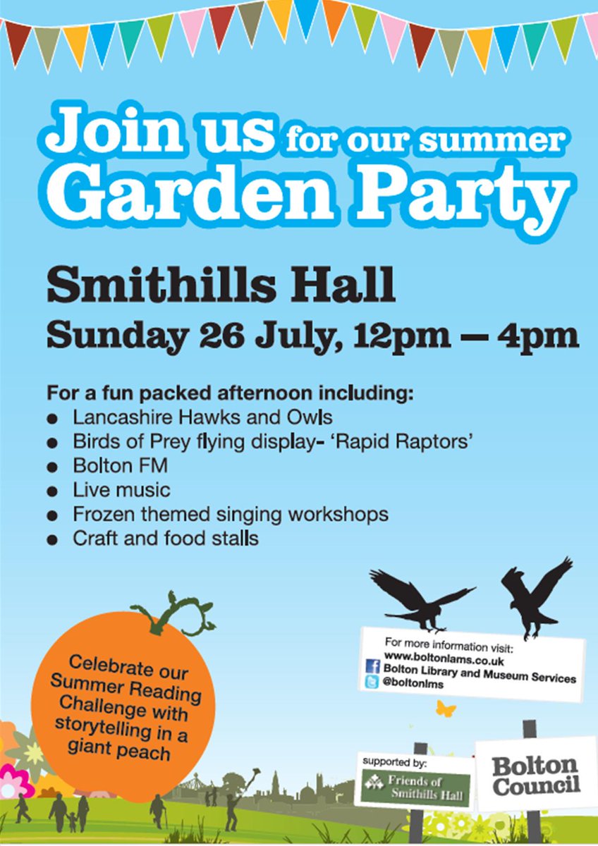 BoltonLMS's tweet photo. #schoolsout fancy a fun family day out? Come along to Smithills Hall's Garden Party this Sunday 12noon to 4pm http://t.co/NlLjKoHM6i