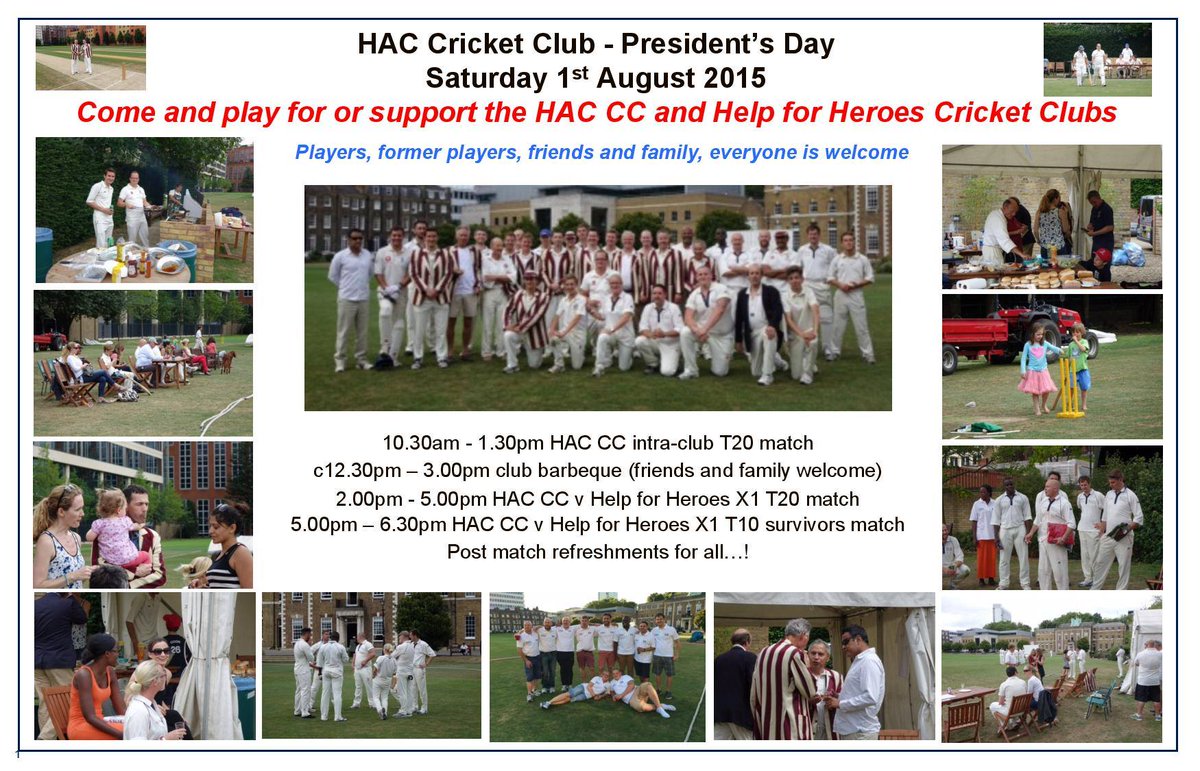HACCricket's tweet photo. August 1st sees this year's President's Day. Come along to the HAC for a day of cricket, BBQ, great company, and more http://t.co/3ZXKp8R6Ex