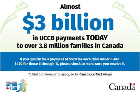 PierrePoilievre's tweet photo. Across Canada, families &amp; the economy received a total of almost $3 billion in #UCCB payments today #YourKidsYourWay http://t.co/NjJY0hRkXZ