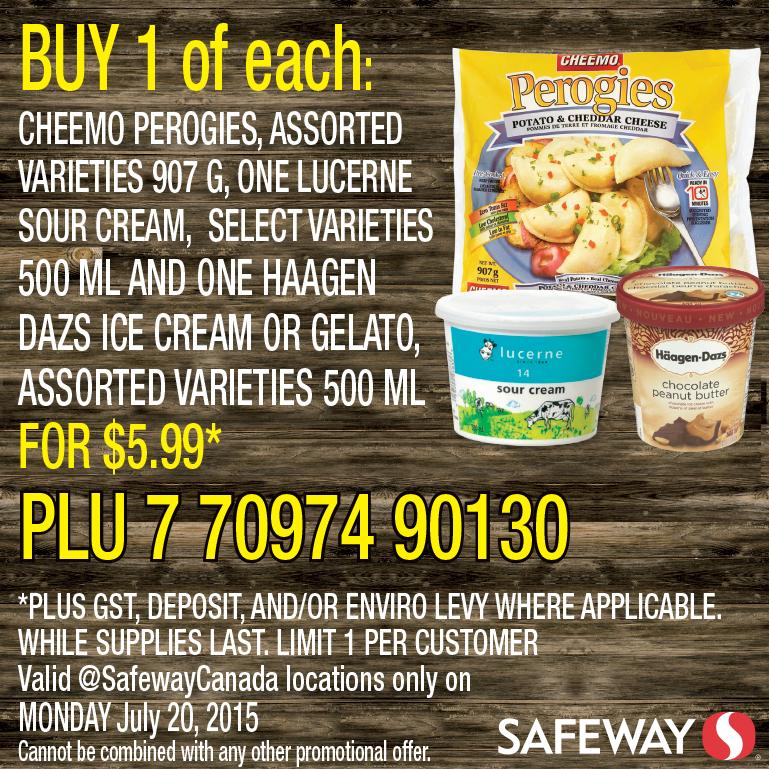 SafewayCanada's tweet photo. Get an perogies, sour cream &amp; Haagen-Dazs for $5.99+tax #SafewayDeals #yyc #yeg #yvr #ywg #Canada http://t.co/KWbjCv1hxT