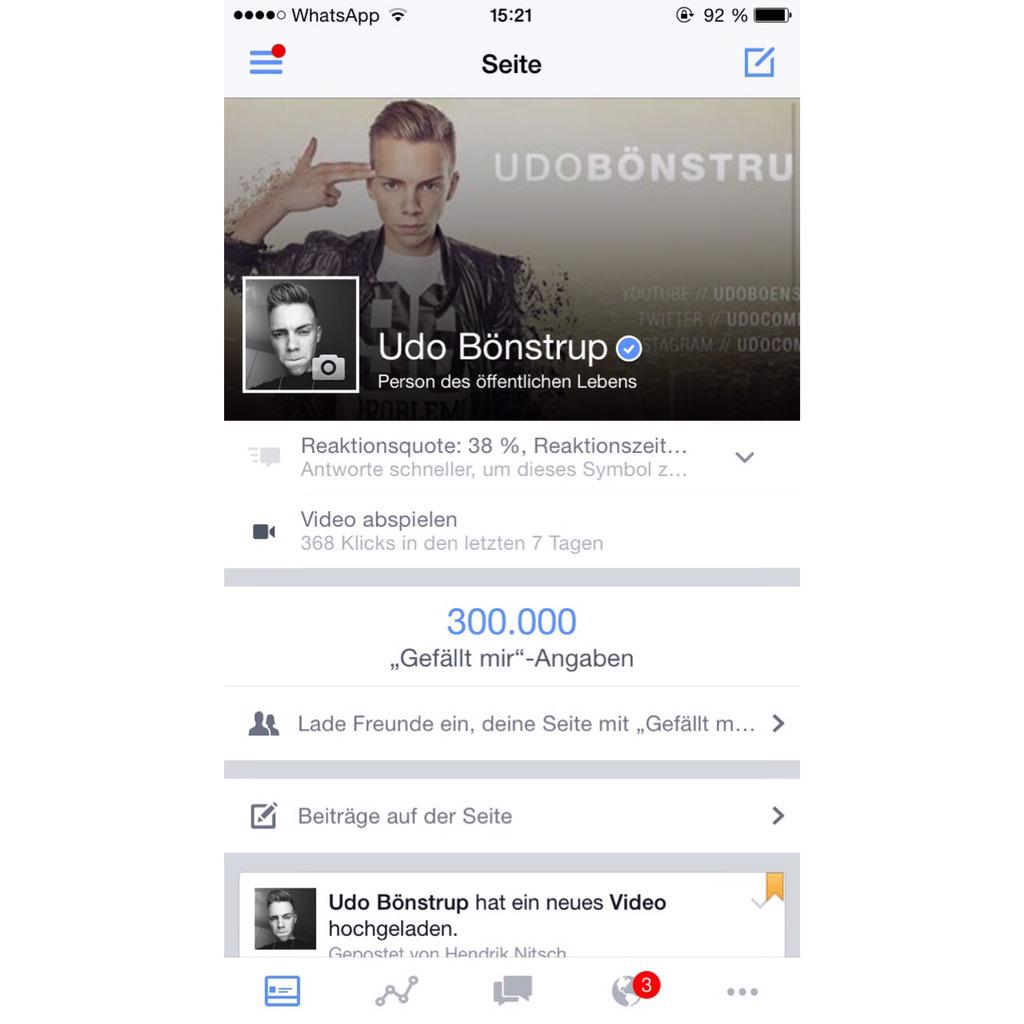 UdoComedy's tweet photo. 300.000 !!! DANKE ! IHR SEID WIRKLICH DIE BESTEN #celebration ! Da lass ich mir was einfallen, seid gespannt 😎 http://t.co/kf6SRRX8Ot