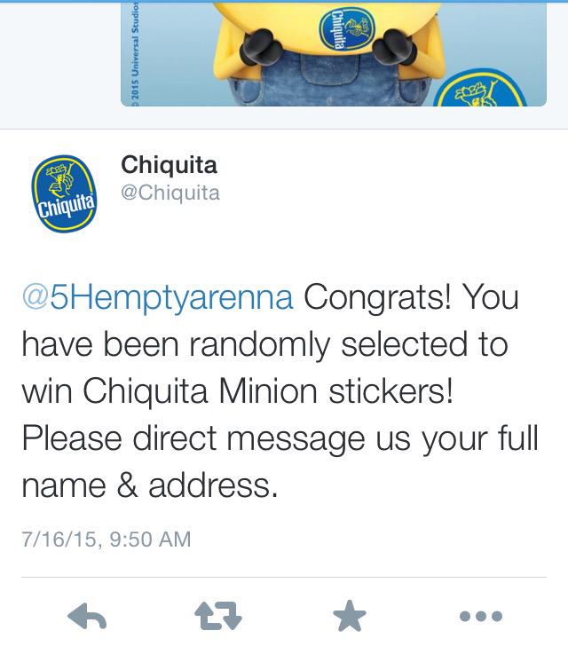 5Hemptyarenna's tweet photo. @Chiquita I WON PLEASE FOLLOW ME SO I COULD DM YOU MY INFO http://t.co/11KDnZhZcK