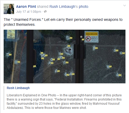 aaronflint's tweet photo. This photo of your "Gun Free Zones" certainly explains it all...now at http://t.co/rCaGbdIz4u h/t @rushlimbaugh http://t.co/n0RXKzcoFa