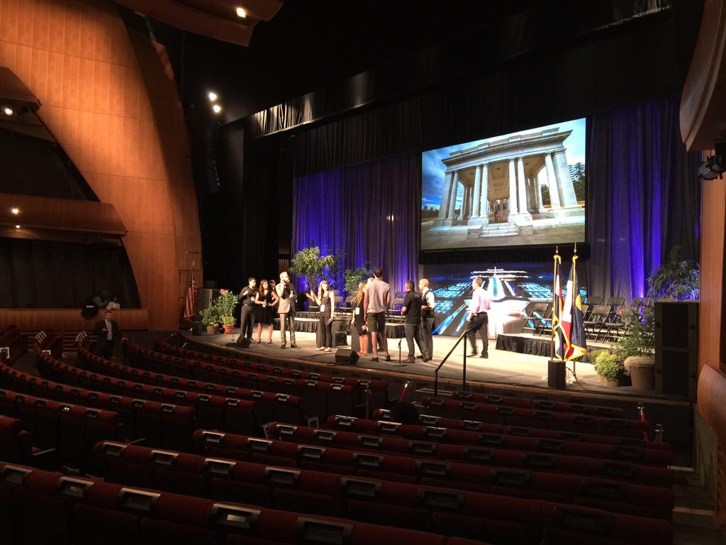 MayorHancock's tweet photo. Stage getting ready for #inaug2015 - almost go time! #Denver #COPolitics http://t.co/papYhwmsh7