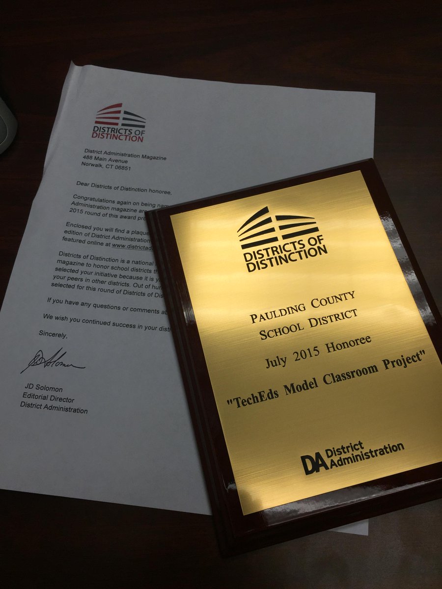 pauldingboe's tweet photo. PCSD has been recognized as a District of Distinction for integrating technology in the classroom. #techeds http://t.co/Cg6kzwGaIG