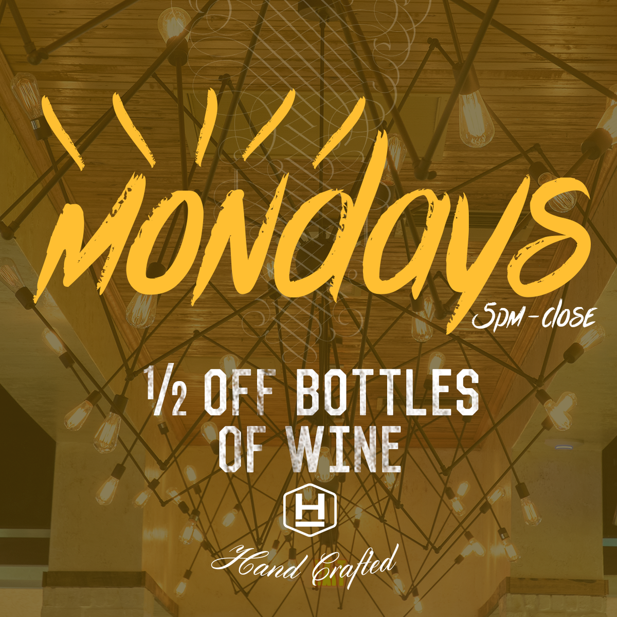 Mondays are meant for #wine at Hudson! Enjoy 1/2 off bottles of wine from 5 pm-close all summer long. #HudsonSocial