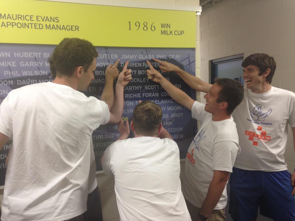 OUFCOfficial's tweet photo. The @92in92hrs boys are here, Carlisle fans who are very happy to have found Jimmy Glass on the history wall http://t.co/9yKmIaY3mY