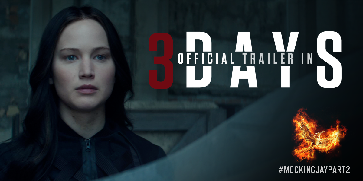 TheHungerGames's tweet photo. Where she leads, we will follow. 3 DAYS until the official #MockingjayPart2 trailer! http://t.co/auTV1aV9XI