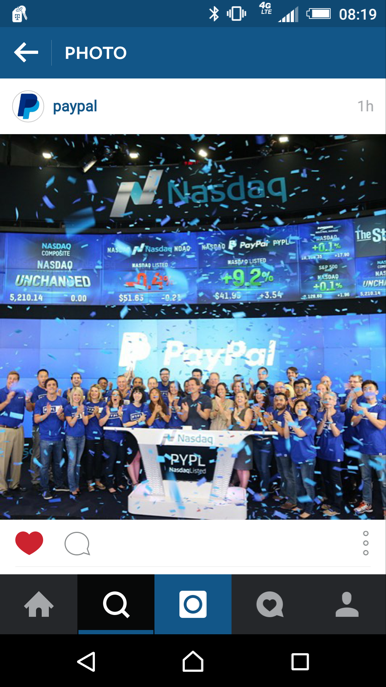 getKlear's tweet photo. "@Amb1tion $PYPL" congrats to PayPal finally able to expand past its eBay split http://t.co/O1lzN5yqas