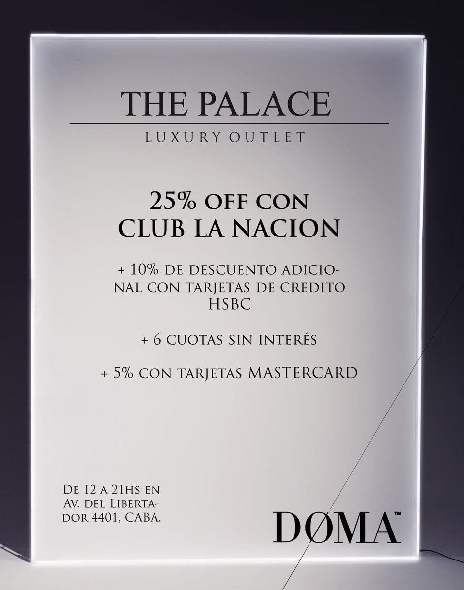 Lunes de SHOPPING en el LUXURY <a href="/thepalaceoutlet/">Luxury Outlet</a>! Disfruta un 25%off con <a href="/clubln/">Club LA NACION</a> + HSBC (10% + 6 Cuotas) Te esperamos!