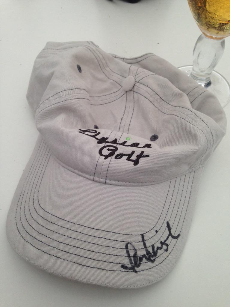 Marc Leishman signed my hat on his way to the first tee - apparently the only player to have done this #TheOpen