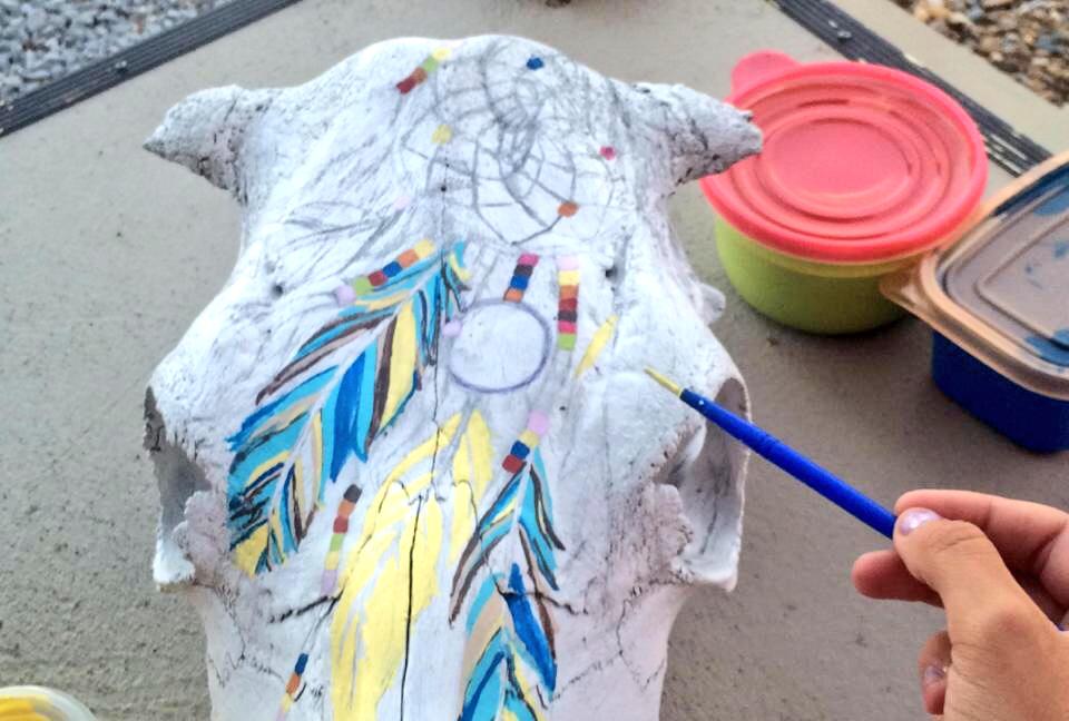 CharShapley's tweet photo. Paint night!! #cowskull #dreamcatcher http://t.co/9s0VlfDQYB