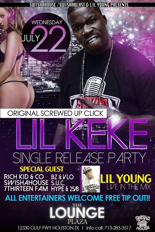 LIL_YOUNG's tweet photo. @DonKe713 single release party #SCHEEMINGONAMILLION this WEDS. NIGHT at THE LOUNGE @TheSwishaHouse #SUC RT HTOWN #100 http://t.co/TUlPvhFfye