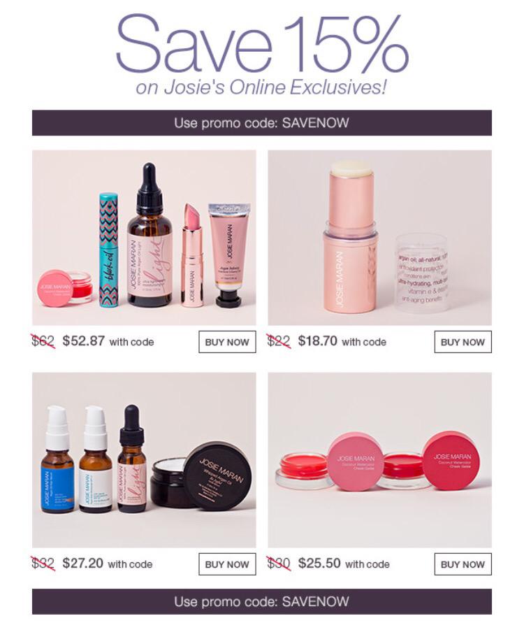 Save on my #onlineexclusives with code SAVENOW. Happy shopping. Xo, Josie
