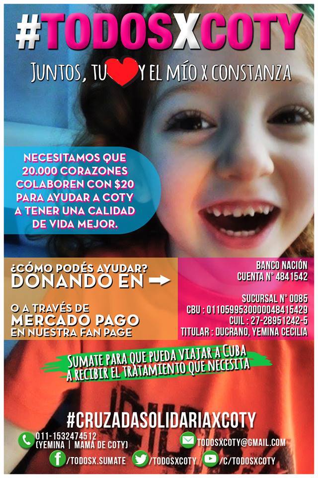 todosxcoty's tweet photo. @juntandohuellas Por favor RT | Coty necesita viajar a Cuba. Necesitamos 20.000 ♥ solidarios que donen $20. Gracias! http://t.co/YzMTmkgvv0
