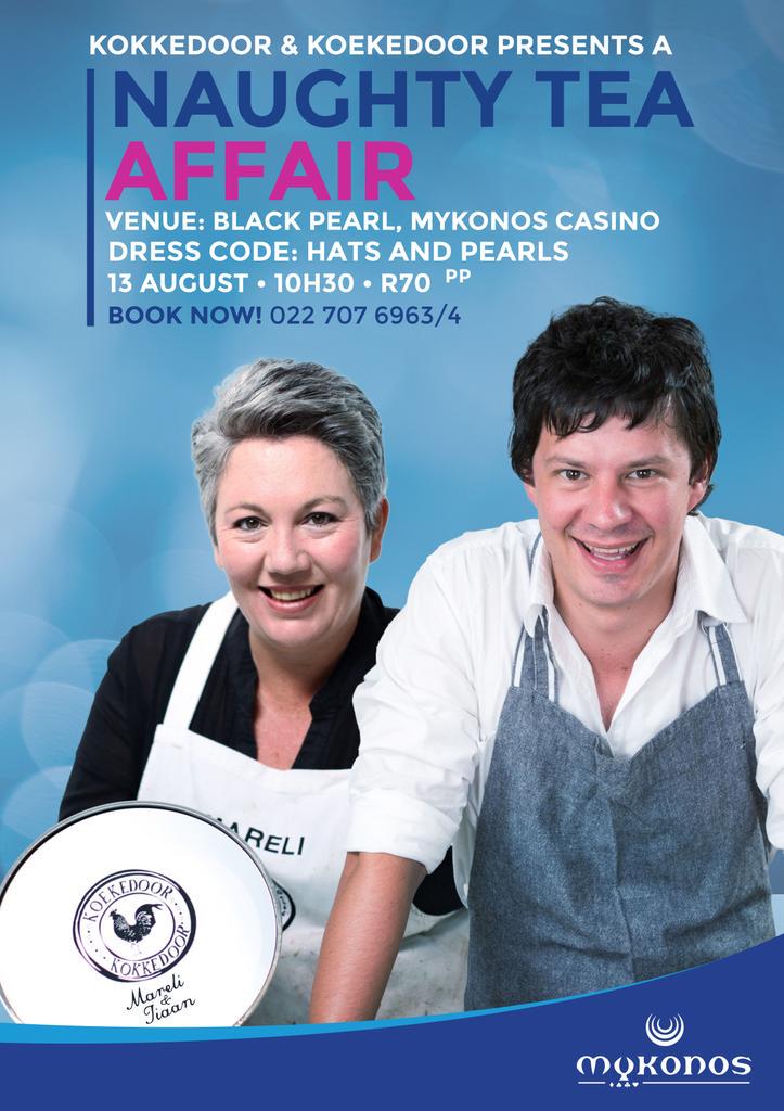 Bespreek nou by 022-7076963.  13 Aug 2015 <a href="/ClubMykonosLbn/">Club Mykonos Lbn</a> <a href="/ChefTiaan/">Tiaan Langenegger</a>  <a href="/MareliVisser/">Mareli Visser</a>