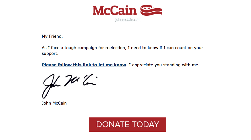 John McCain fundraising off Donald Trump