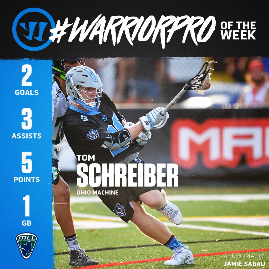 warriorlax's tweet photo. #WarriorProOTW: @TomSchreiber26. Another great week for Schreiber and the @MachineMLL. #EvoCollection #RegulatorII http://t.co/cRuWGRIXsT