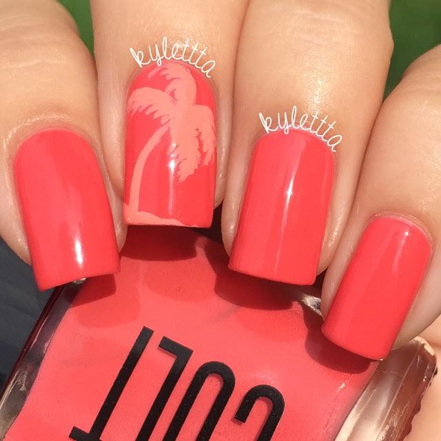 Simple palm tree nails using Newport Beach! By @kylettta 
#nailart