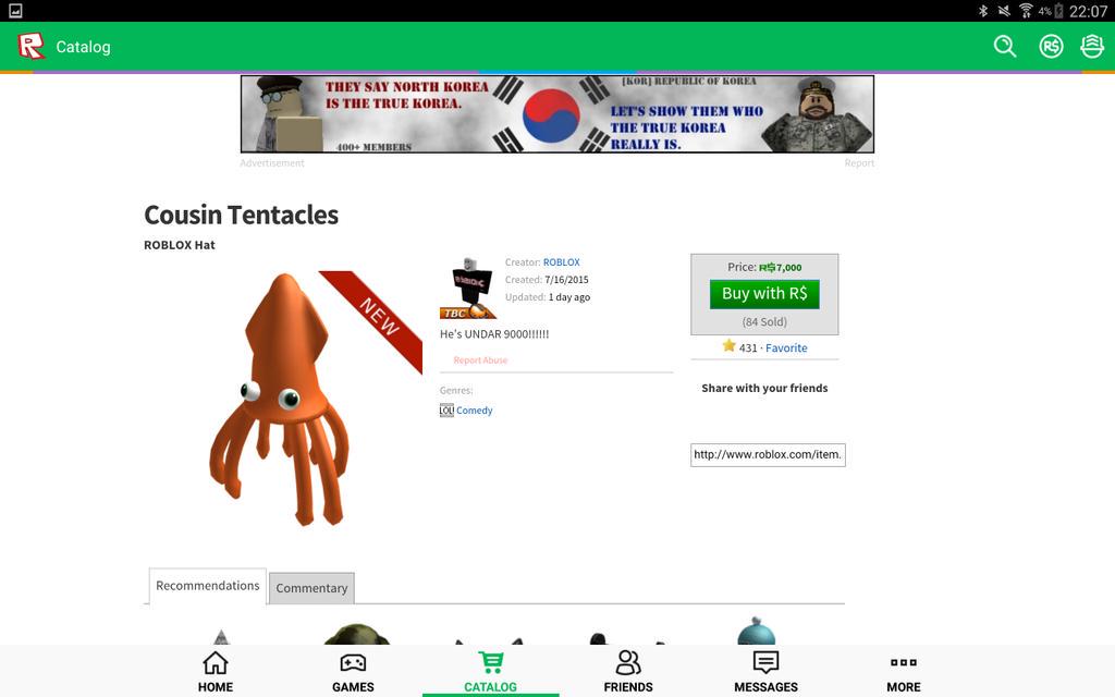 Roblox News On Twitter Sort Hat Catagory Squid Family Name Cousin Tentacles Prize 7000 Robux But At Http T Co Kbmw8mptwb Http T Co Sbe4viylh4