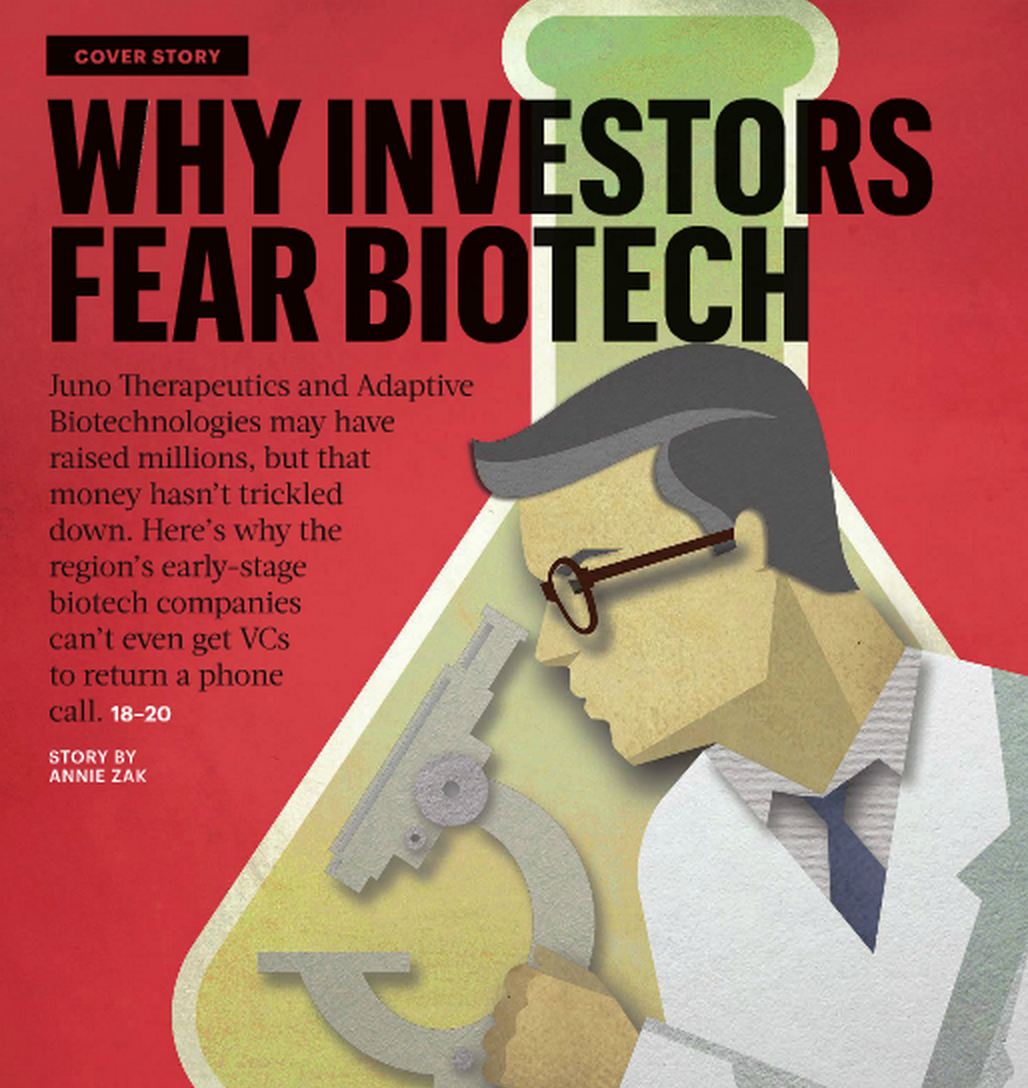 CoralPSBJ's tweet photo. My cover, out from paywall: Challenges Seattle's biotech industry faces in finding $$$ http://t.co/Q6P3gmTULk @PSBJ http://t.co/wSpvtZkMH7