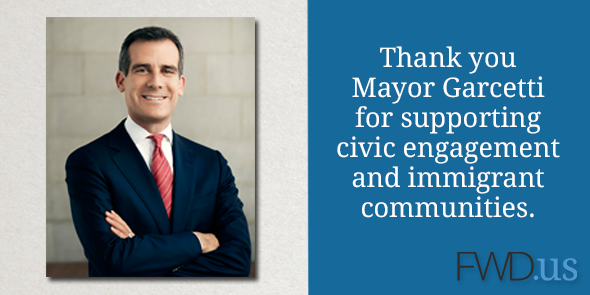 FWDus's tweet photo. Thank you @ericgarcetti for supporting immigrant communities + hosting last weekend's #ImmigrationHack w/ #TechLA http://t.co/s2DOGCQpXC
