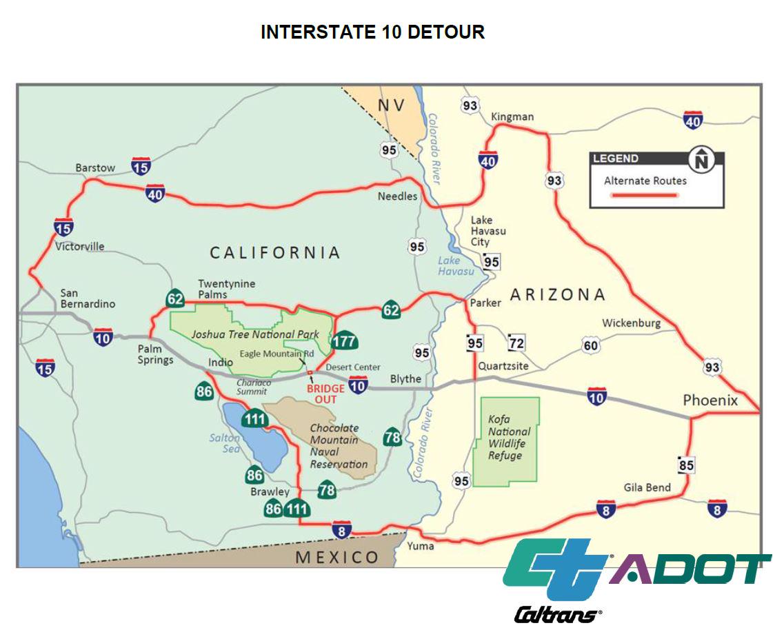 Arizona DOT on Twitter "Alternate Routes to and from California http