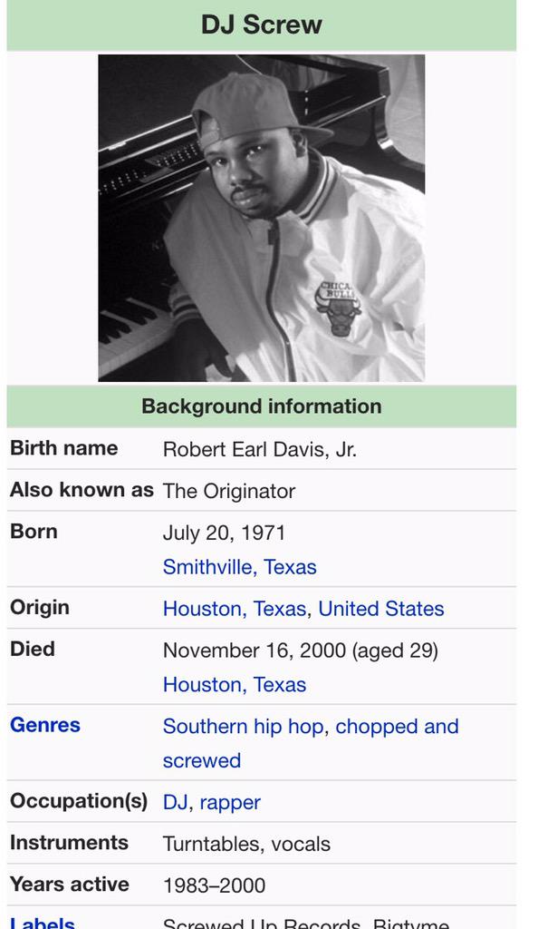 HAPPY BIRTHDAY TO THE LEGENDARY DJ SCREW.!!!! RIP      