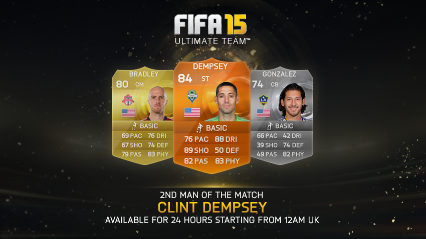 EASPORTSFC's tweet photo. Second #MOTM @clint_dempsey! #FUT http://t.co/OeWxzg6Y3q