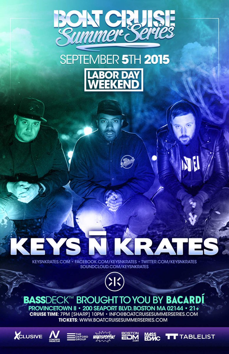 MASS EDMC (@massedmc) on Twitter photo Labor Day Weekend (9/5): <a href="/keysnkrates/">KEYS N KRATES</a> on the #BassDeck #BoatCruiseSummerSeries in Boston! TIX: bit.ly/1Jf69vR Labor Day Weekend (9/5): <a href="/keysnkrates/">KEYS N KRATES</a> on the #BassDeck #BoatCruiseSummerSeries in Boston! TIX: bit.ly/1Jf69vR