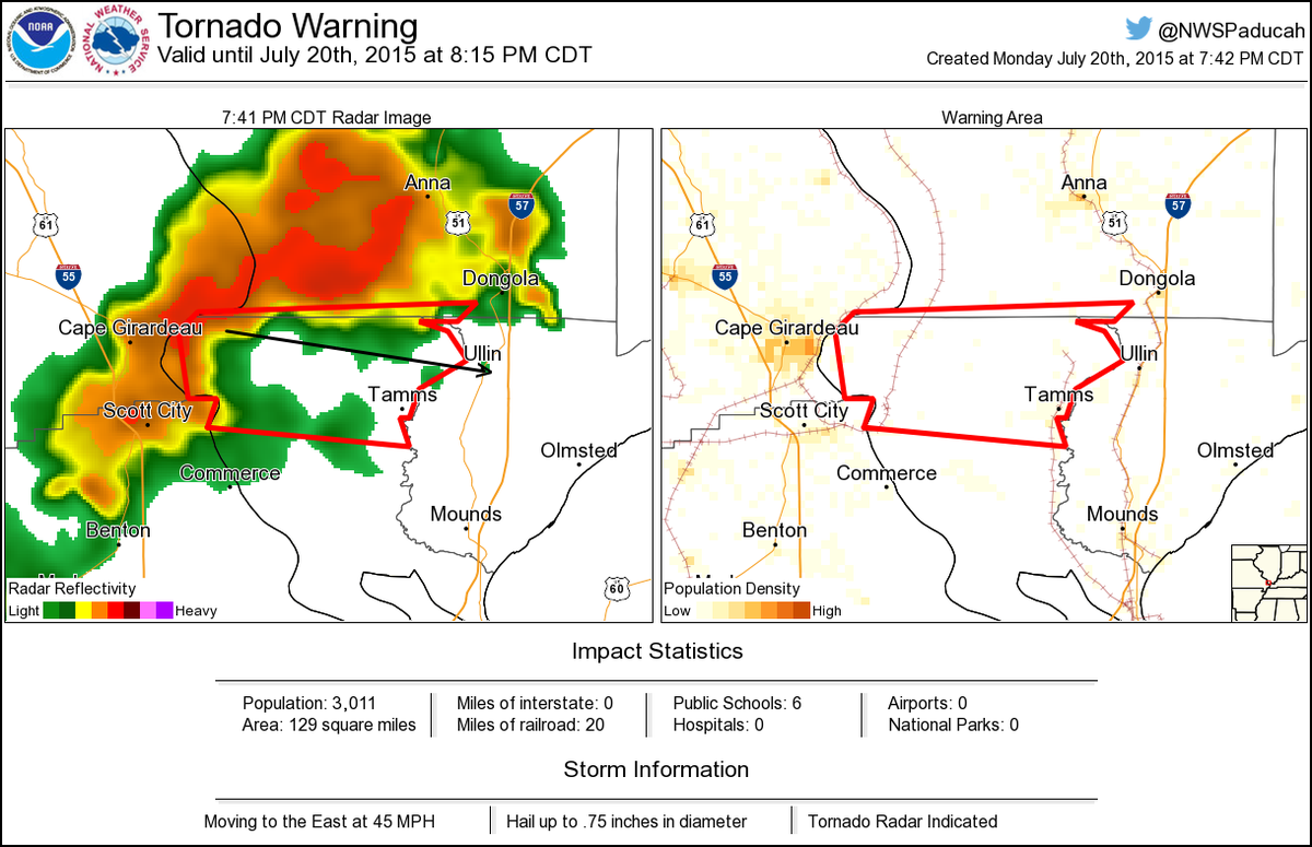 Tornado Warning including Tamms IL, East Cape Girardea IL, Mill Creek IL until 815 PM CDT NWS