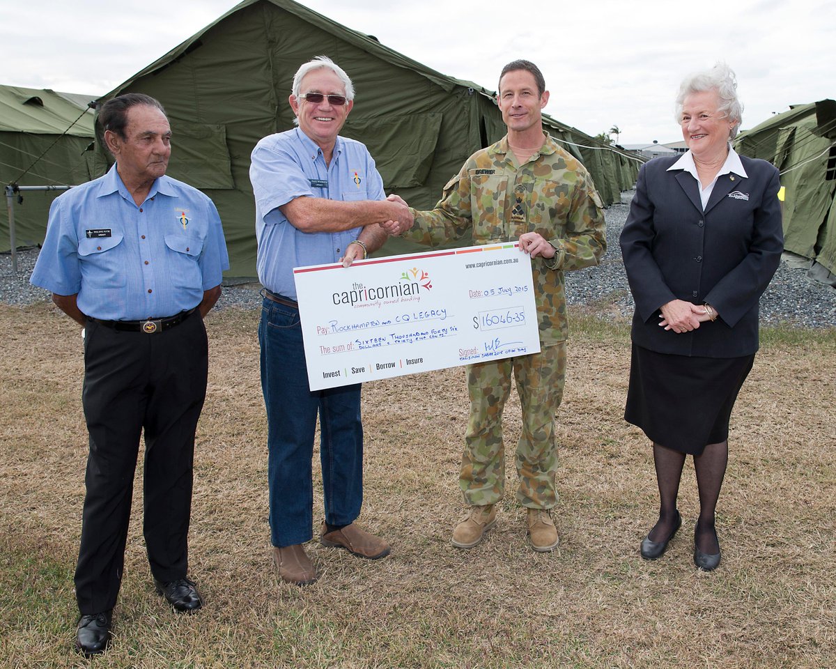 #YourADF & @USArmy have presented over $16K to Legacy from the proceeds of the Rockhampton Ex #TS15 Open Day.#ADFonEX