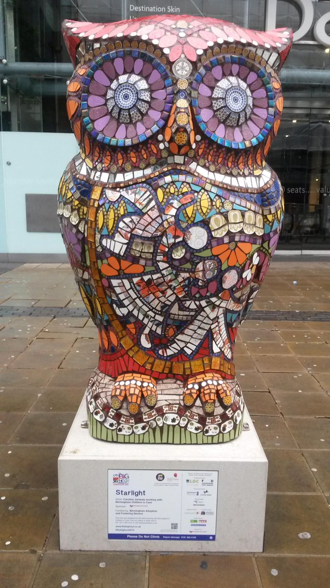 Feast your eyes! Beautiful #mosaic owl by Caroline Jariwala of @MangoMosaics @thebighoot2015 #Birmingham