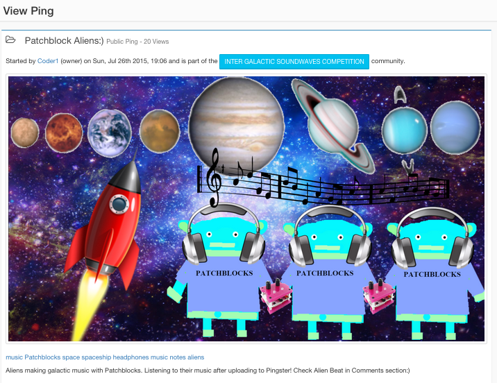 Woohoo! Great projects are making their way in - like this funky Alien beat! Keep it up the awesome stuff!